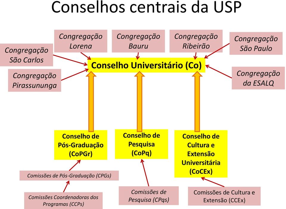 Pós-Graduação (CoPGr) Comissões de Pós-Graduação (CPGs) Comissões Coordenadoras dos Programas (CCPs) Conselho de