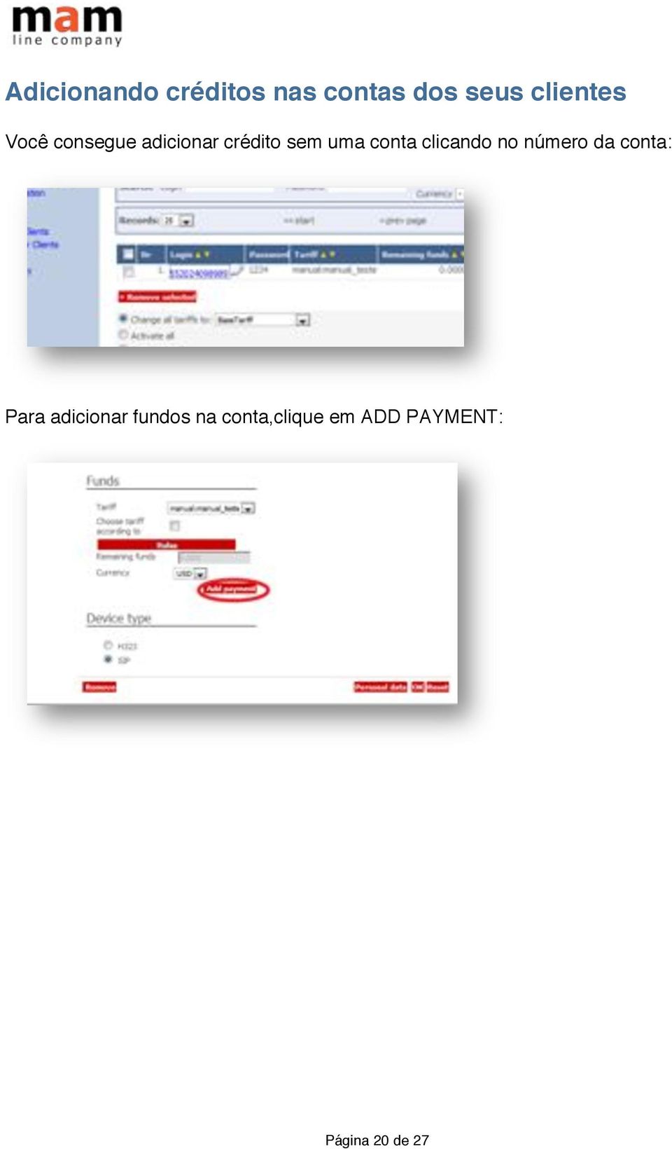 conta clicando no número da conta: Para