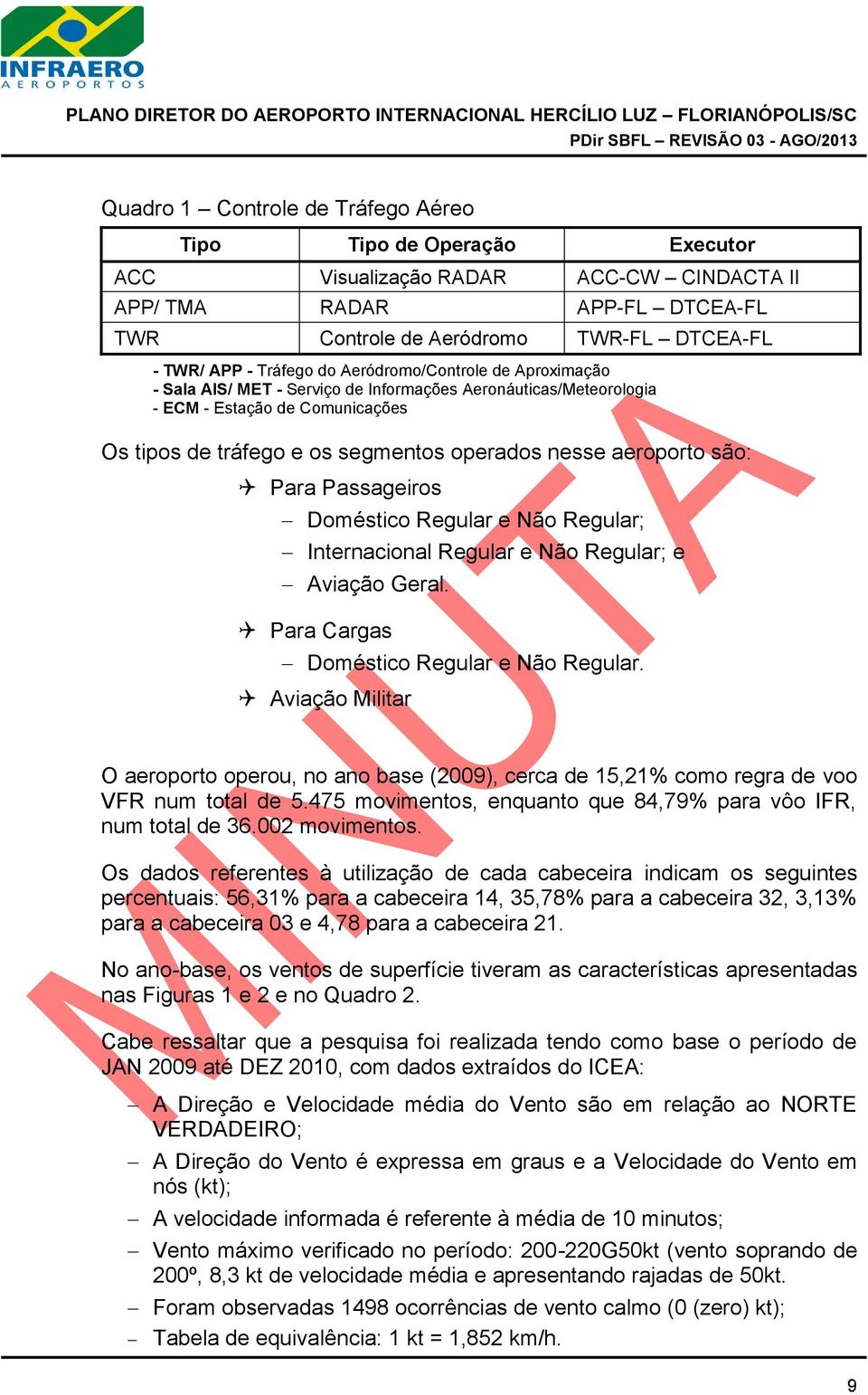 aeroporto são: Para Passageiros Doméstico Regular e Não Regular; Internacional Regular e Não Regular; e Aviação Geral. Para Cargas Doméstico Regular e Não Regular.