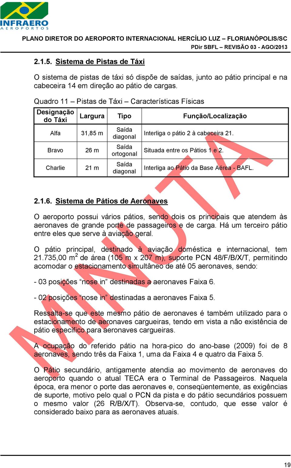 pátio 2 à cabeceira 21. Situada entre os Pátios 1 e 2. Interliga ao Pátio da Base Aérea - BAFL. 2.1.6.