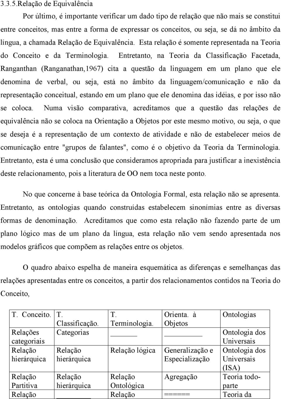 língua, a chamada Relação de Equivalência. Esta relação é somente representada na Teoria do Conceito e da Terminologia.