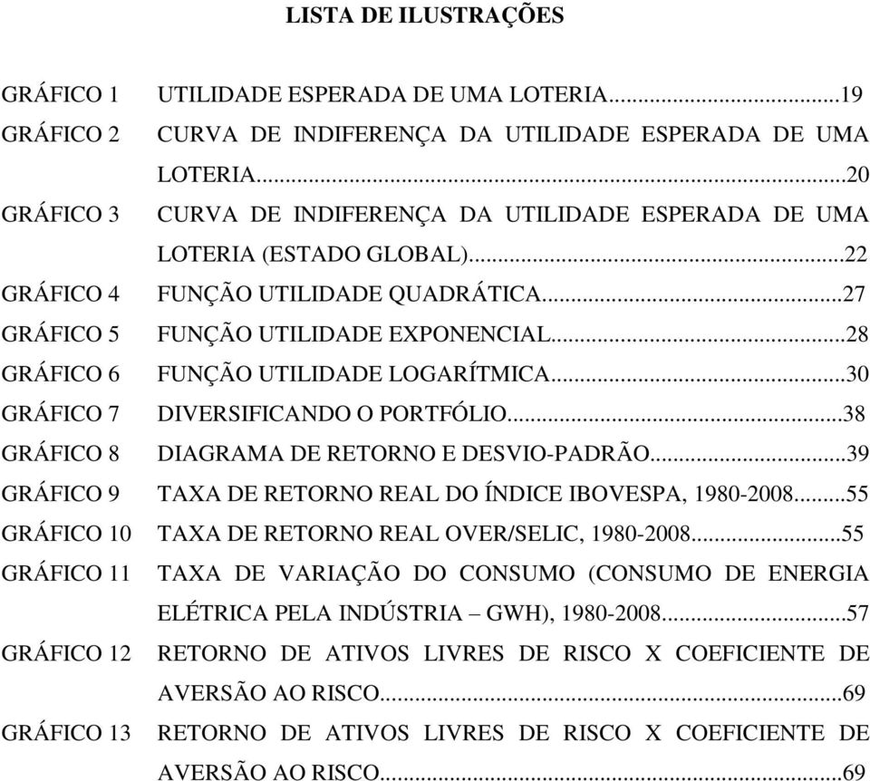 ..28 GRÁFICO 6 FUNÇÃO UTILIDADE LOGARÍTMICA...30 GRÁFICO 7 DIVERSIFICANDO O PORTFÓLIO...38 GRÁFICO 8 DIAGRAMA DE RETORNO E DESVIO-PADRÃO.