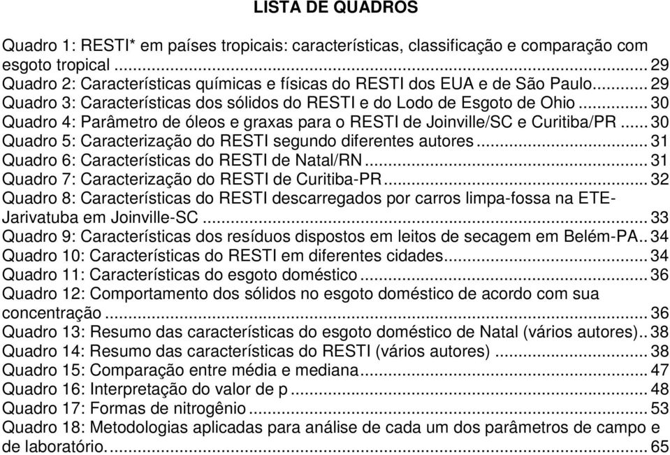 .. 30 Quadro 5: Caracterização do RESTI segundo diferentes autores... 31 Quadro 6: Características do RESTI de Natal/RN... 31 Quadro 7: Caracterização do RESTI de Curitiba-PR.