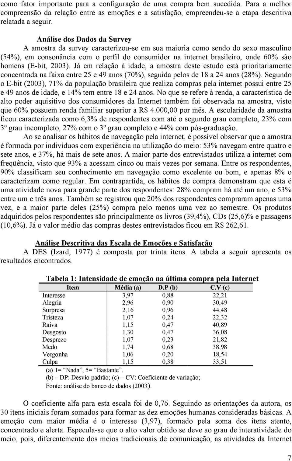 homens (E-bit, 2003). Já em relação à idade, a amostra deste estudo está prioritariamente concentrada na faixa entre 25 e 49 anos (70%), seguida pelos de 18 a 24 anos (28%).