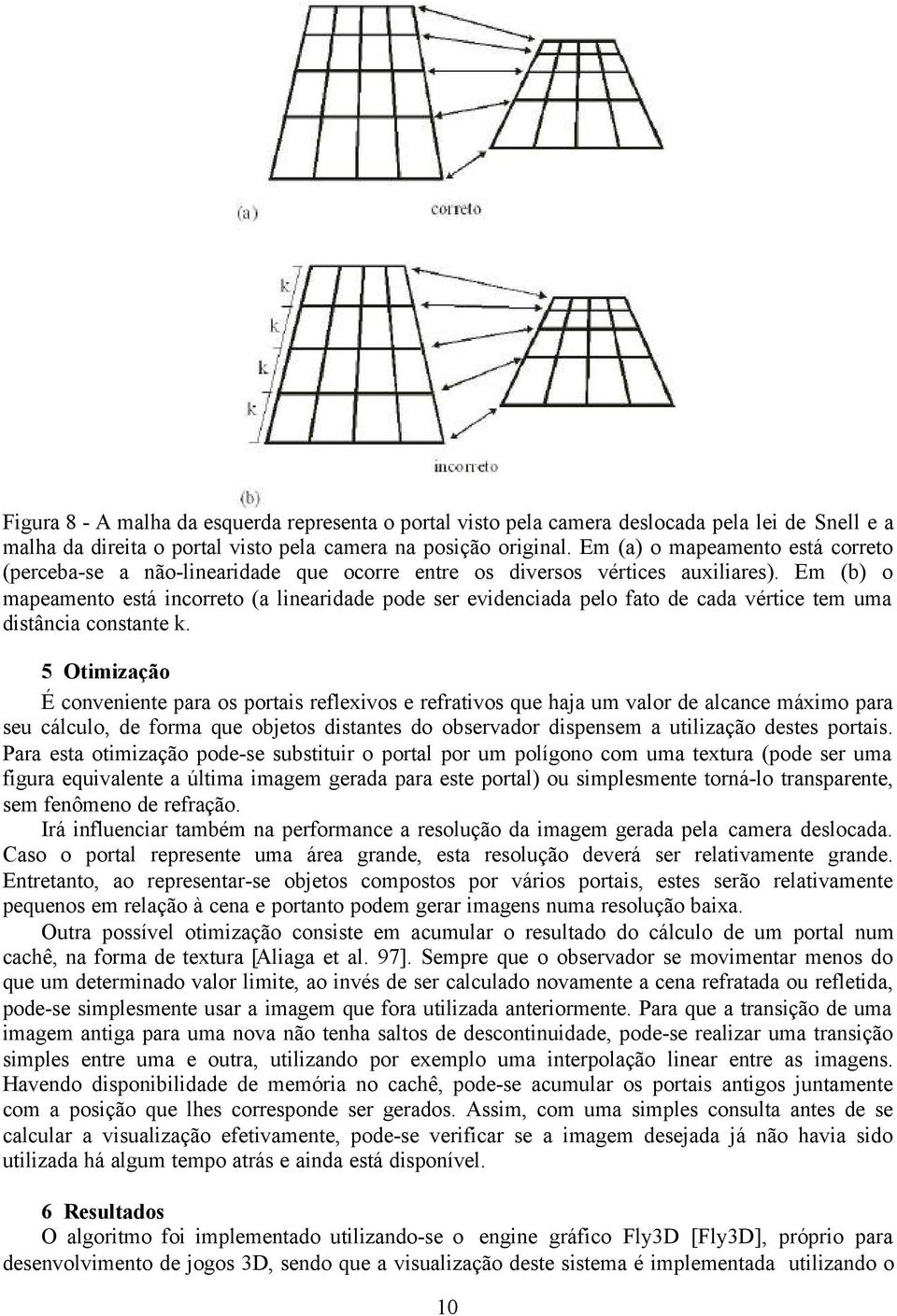 Em (b) o mapeamento está incorreto (a linearidade pode ser evidenciada pelo fato de cada vértice tem uma distância constante k.