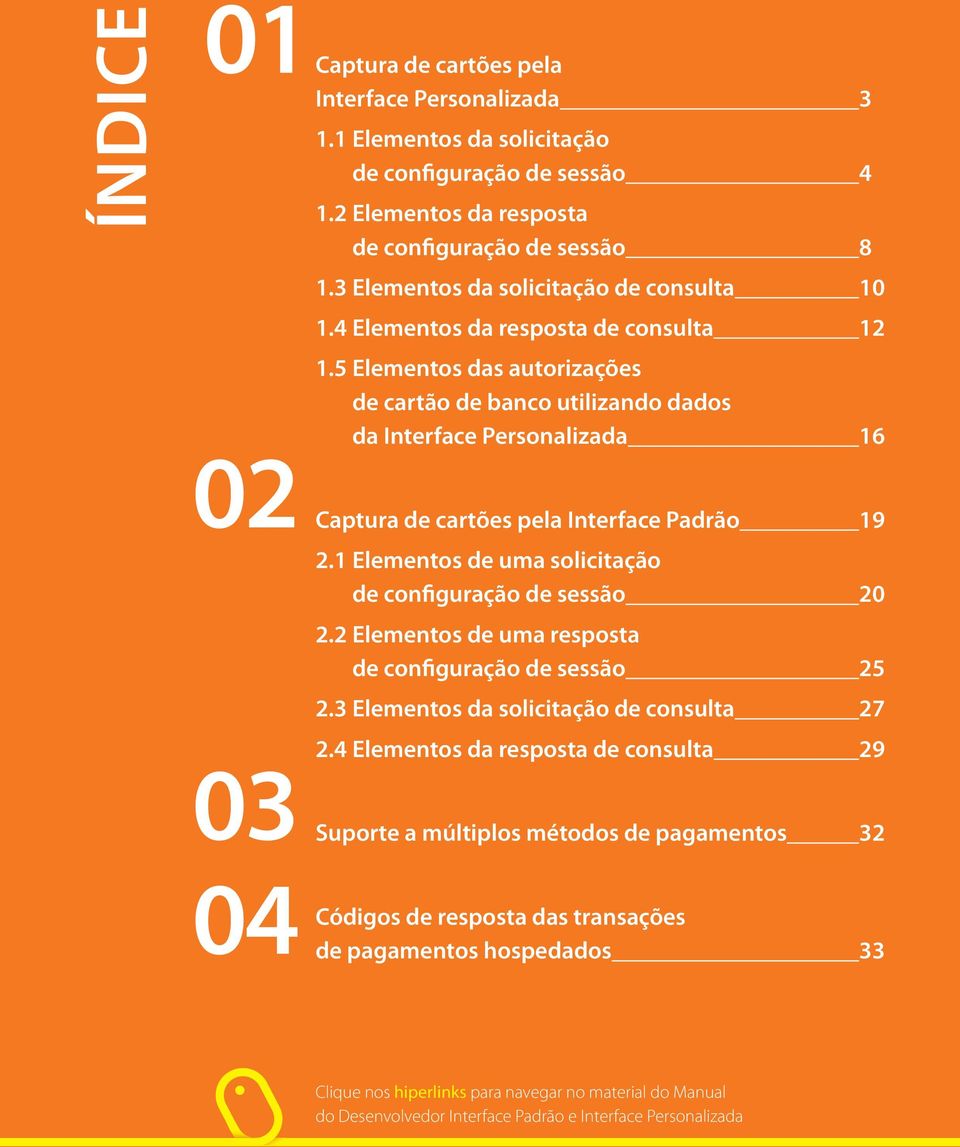 5 Elementos das autorizações de cartão de banco utilizando dados da Interface Personalizada 16 Captura de cartões pela Interface Padrão 19 2.