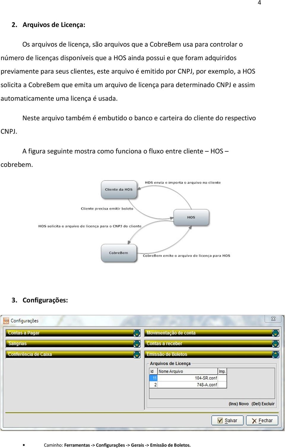 licença para determinado CNPJ e assim automaticamente uma licença é usada. Neste arquivo também é embutido o banco e carteira do cliente do respectivo CNPJ.