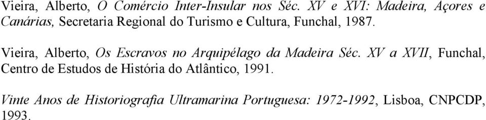 1987. Vieira, Alberto, Os Escravos no Arquipélago da Madeira Séc.