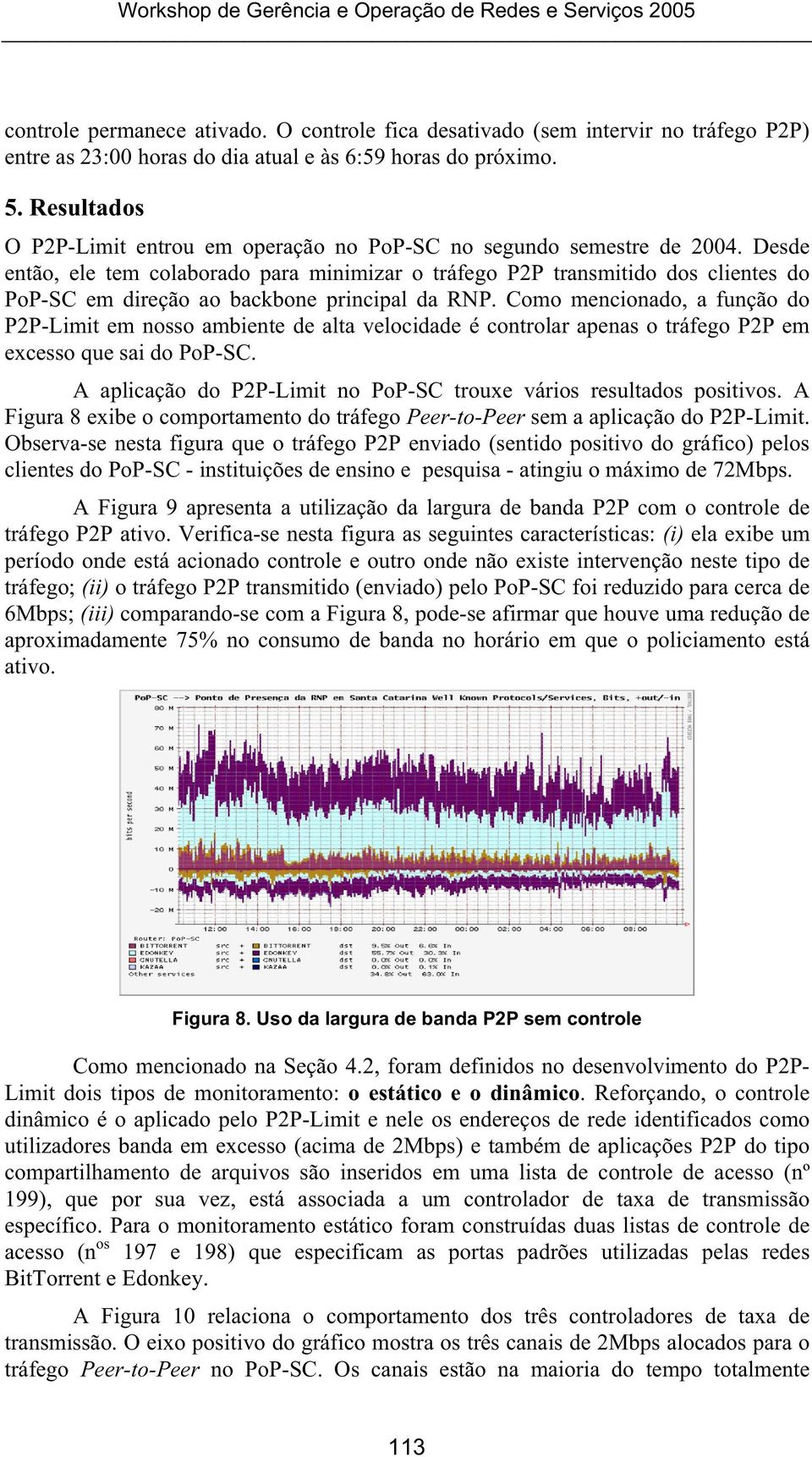 Resultados O P2P-Limit entrou em operação no PoP-SC no segundo semestre de 2004.