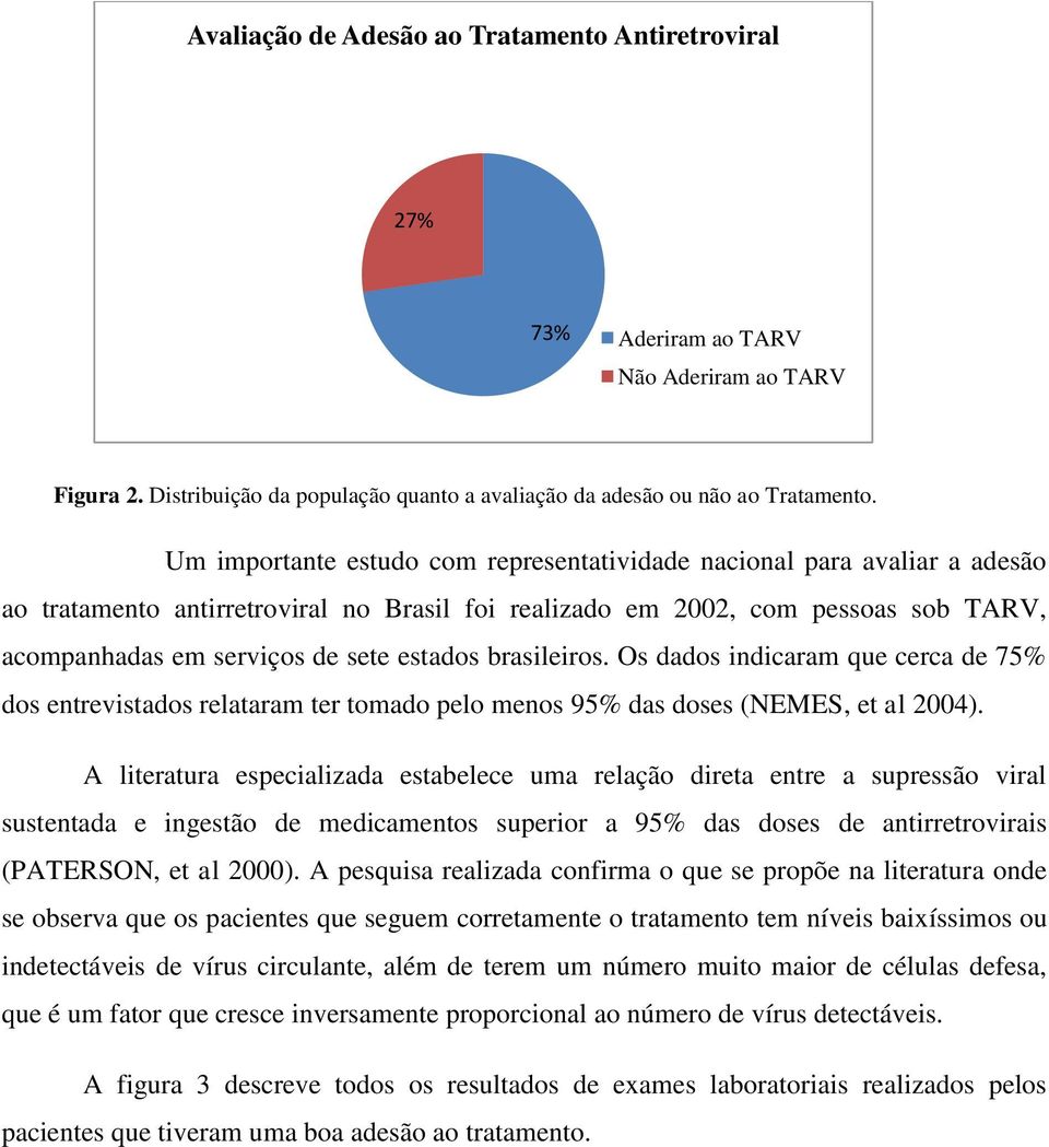 estados brasileiros. Os dados indicaram que cerca de 75% dos entrevistados relataram ter tomado pelo menos 95% das doses (NEMES, et al 2004).