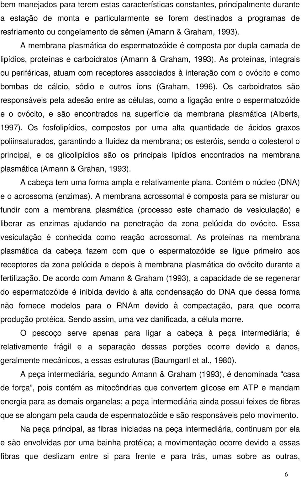 As proteínas, integrais ou periféricas, atuam com receptores associados à interação com o ovócito e como bombas de cálcio, sódio e outros íons (Graham, 1996).