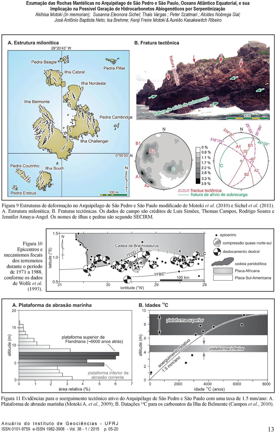 Os nomes de ilhas e pedras são segundo SECIRM. Figura 10 Epicentros e mecanismos focais dos terremotos durante o período de 1971 a 1988, conforme os dados de Wolfe et al. (1993).