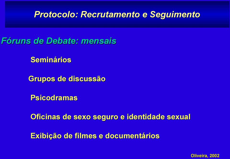 Psicodramas Oficinas de sexo seguro e identidade