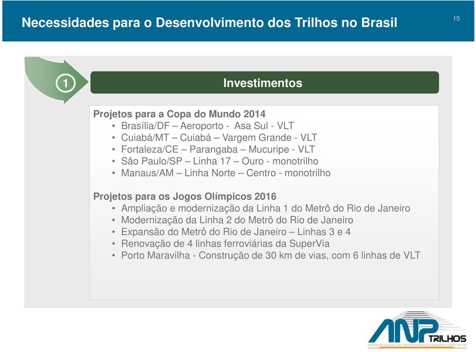 monotrilho Projetos para os Jogos Olímpicos 2016 Ampliação e modernização da Linha 1 do Metrô do Rio de Janeiro Modernização da Linha 2 do Metrô do Rio de