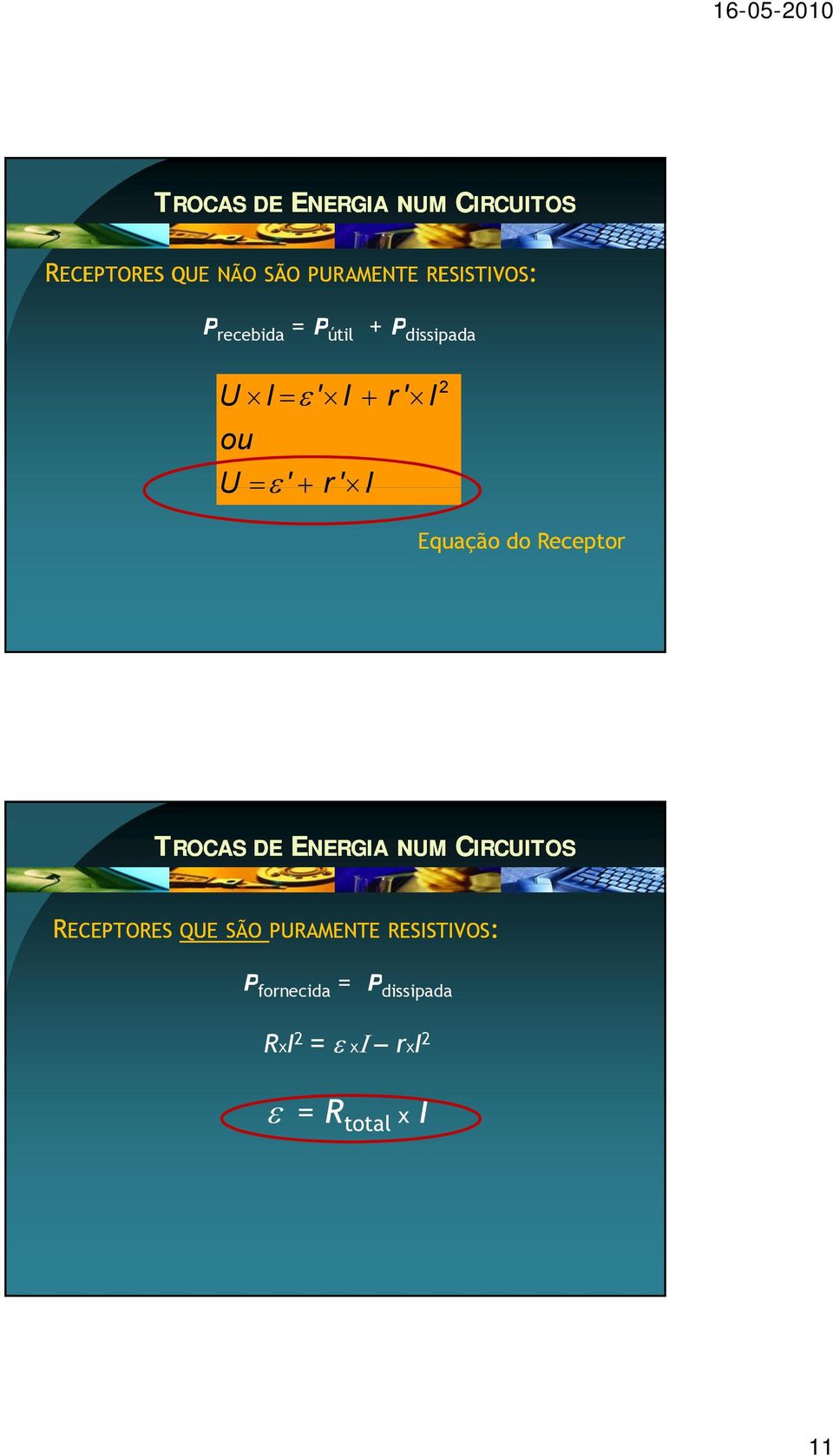 Equação do Receptor NUM CIRCUITOS RECEPTORES QUE SÃO PURAMENTE