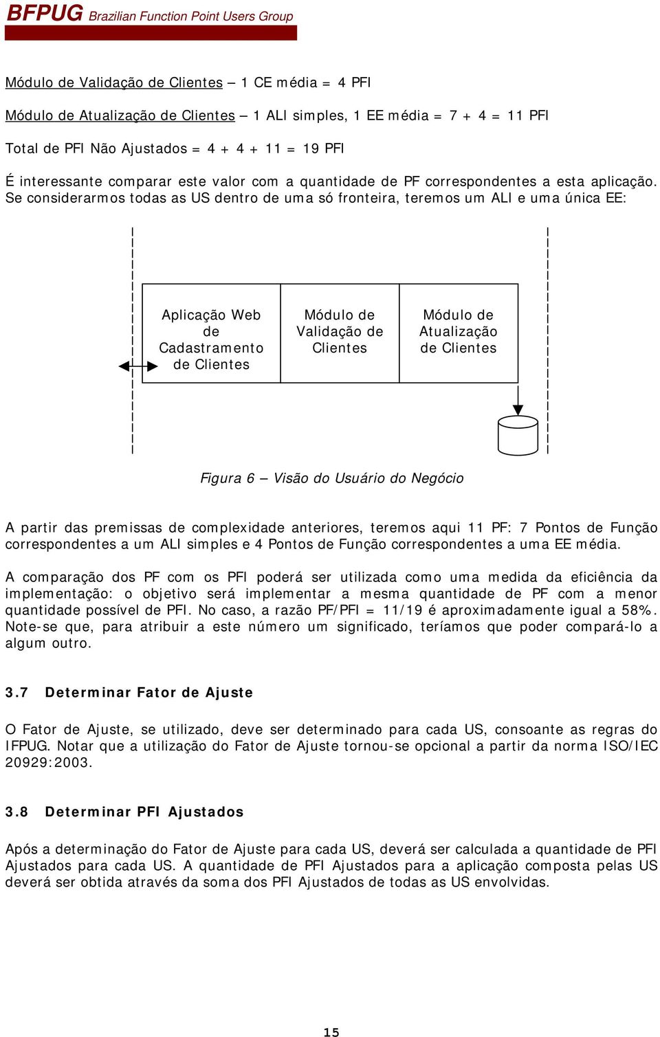 Se considerarmos todas as US dentro de uma só fronteira, teremos um ALI e uma única EE: Aplicação Web de Cadastramento de Clientes Módulo de Validação de Clientes Módulo de Atualização de Clientes