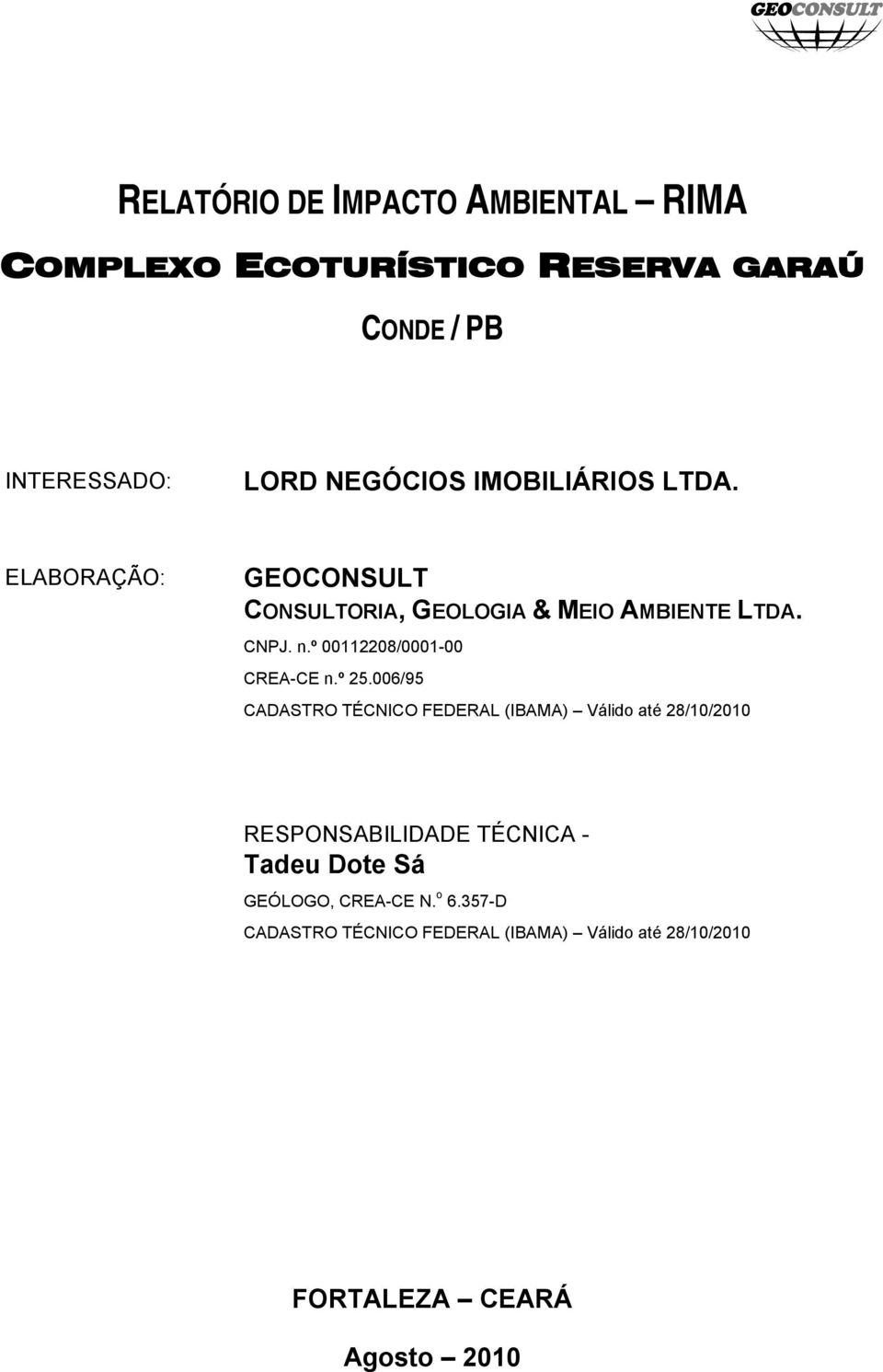 º 00112208/0001-00 CREA-CE n.º 25.