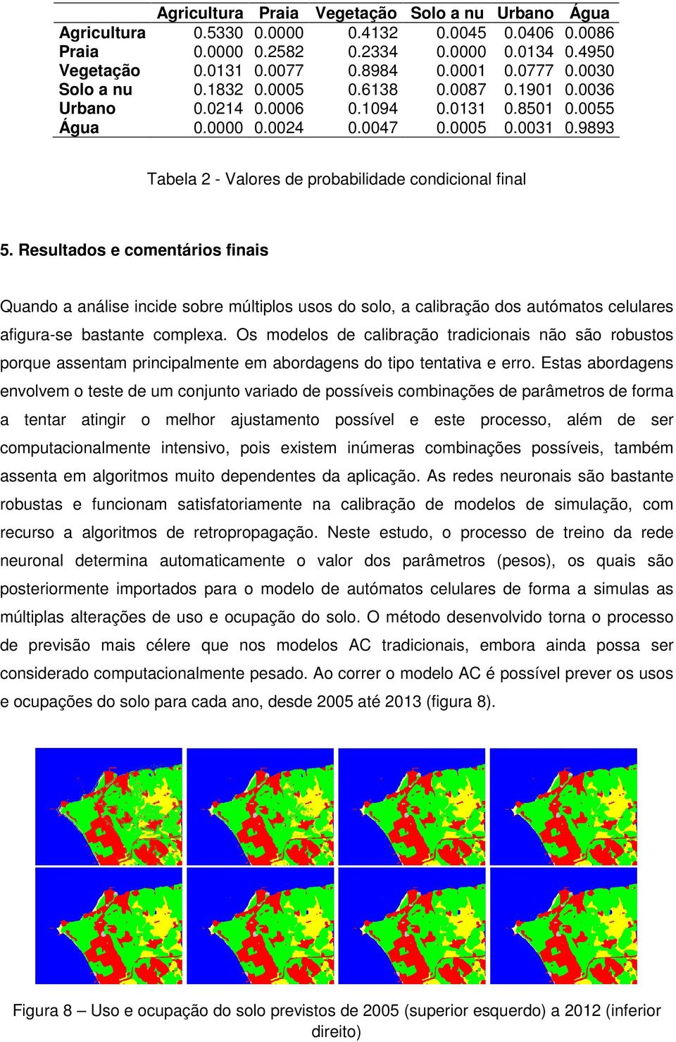 9893 Tabela 2 - Valores de probabilidade condicional final 5.