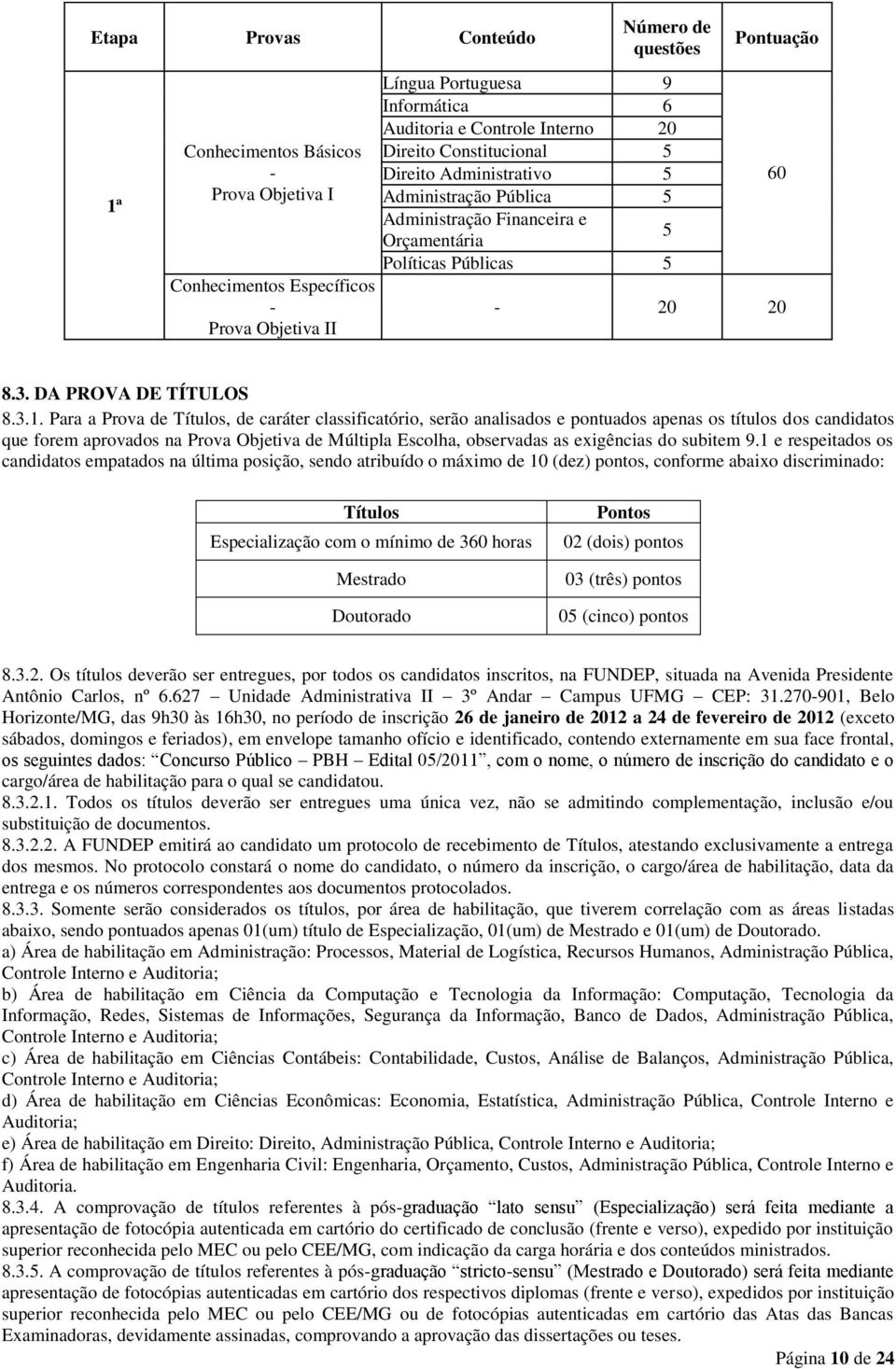 Para a Prova de Títulos, de caráter classificatório, serão analisados e pontuados apenas os títulos dos candidatos que forem aprovados na Prova Objetiva de Múltipla Escolha, observadas as exigências