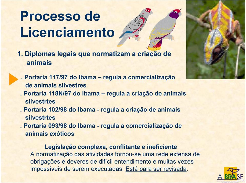 Portaria 102/98 do Ibama - regula a criação de animais silvestrtes.