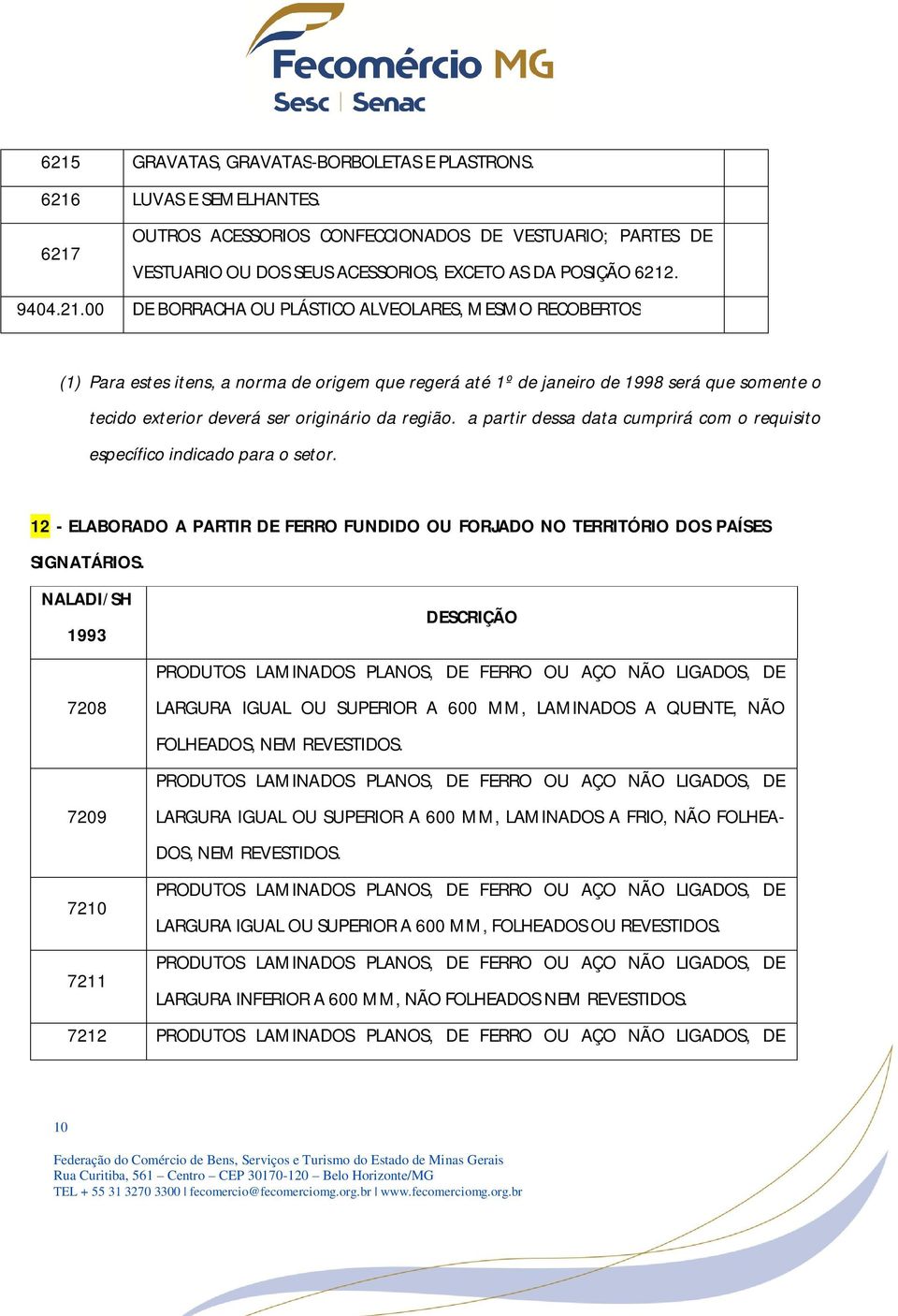 00 DE BORRACHA OU PLÁSTICO ALVEOLARES, MESMO RECOBERTOS (1) Para estes itens, a norma de origem que regerá até 1º de janeiro de 1998 será que somente o tecido exterior deverá ser originário da região.