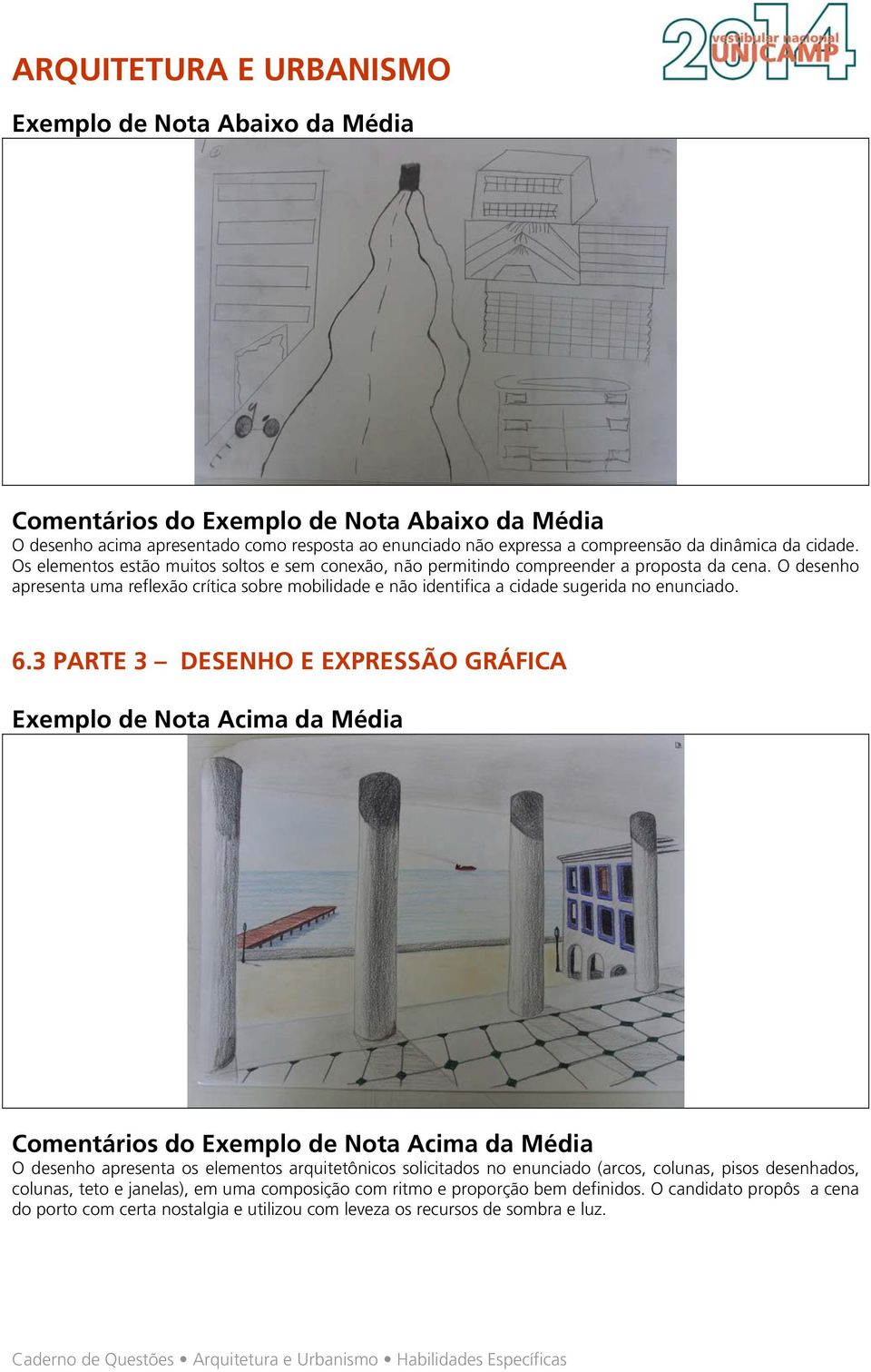 O desenho apresenta uma reflexão crítica sobre mobilidade e não identifica a cidade sugerida no enunciado. 6.