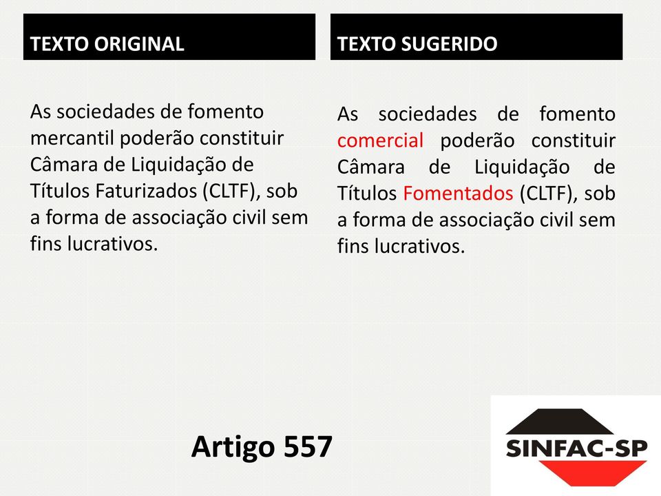 As sociedades de fomento comercial poderão constituir Câmara de Liquidação de