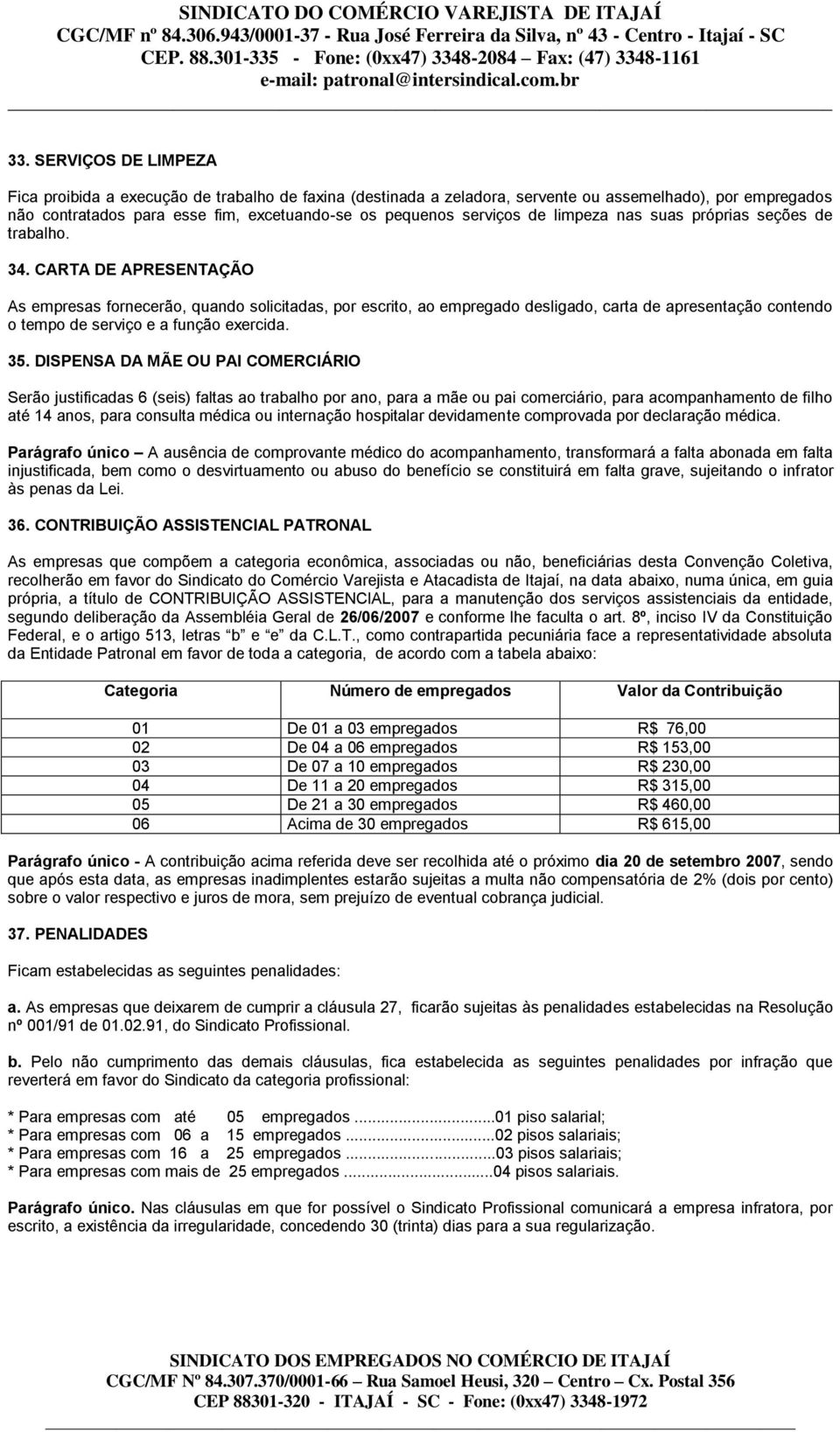 CARTA DE APRESENTAÇÃO As empresas fornecerão, quando solicitadas, por escrito, ao empregado desligado, carta de apresentação contendo o tempo de serviço e a função exercida. 35.