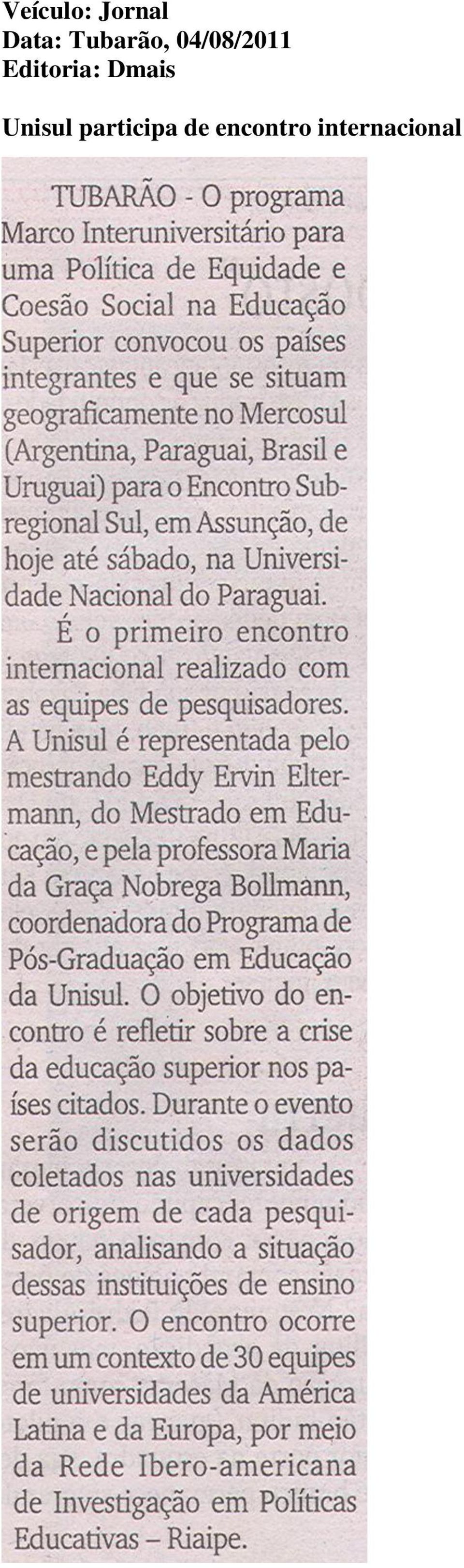 Unisul participa