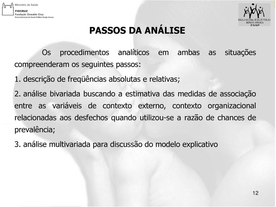 análise bivariada buscando a estimativa das medidas de associação entre as variáveis de contexto externo,