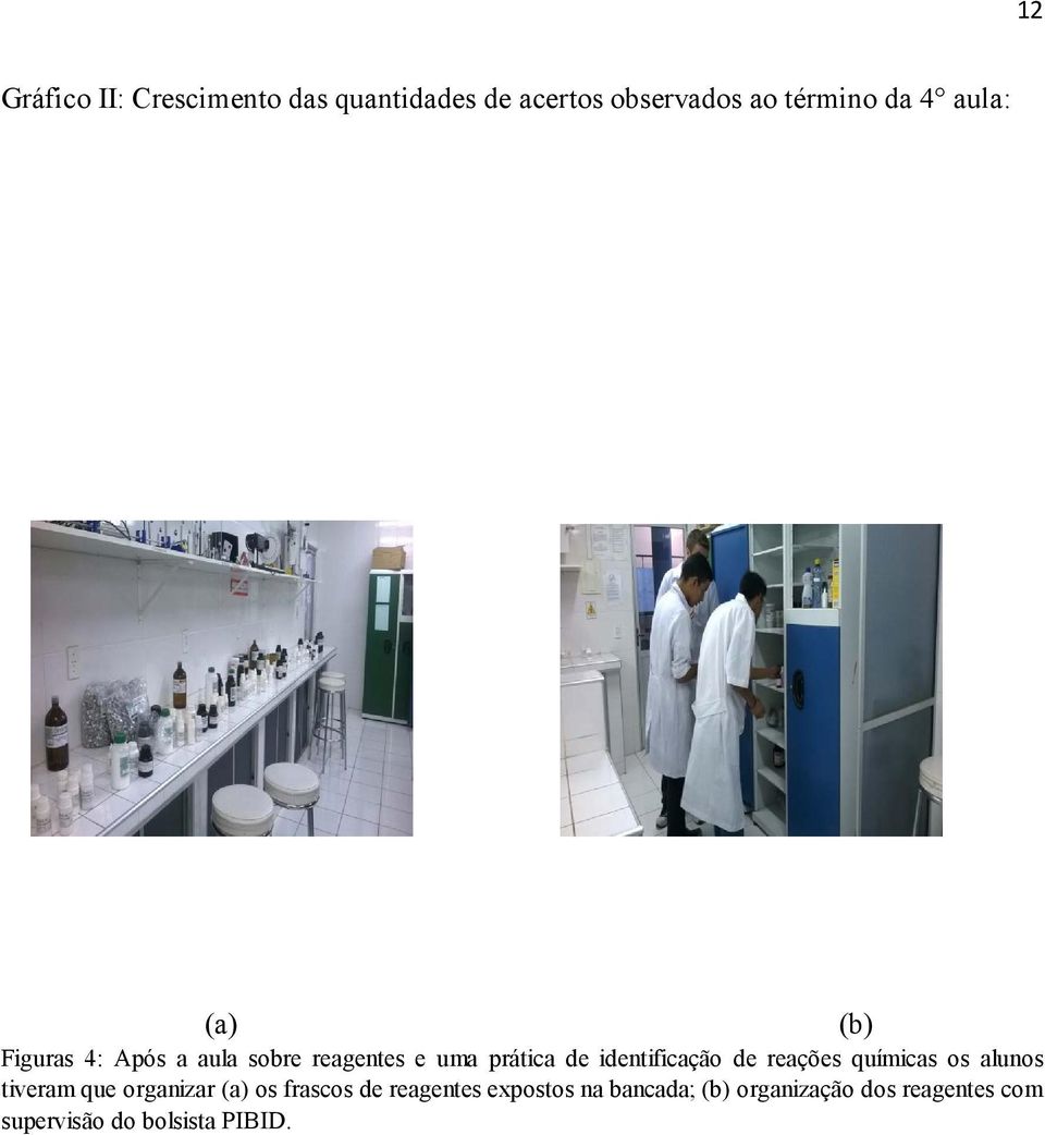 identificação de reações químicas os alunos tiveram que organizar (a) os frascos