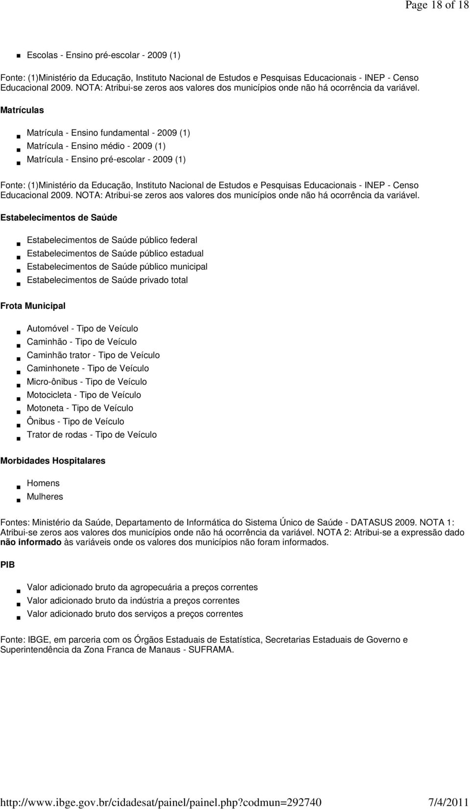 Matrículas Matrícula - Ensino fundamental - 2009 (1) Matrícula - Ensino médio - 2009 (1) Matrícula - Ensino pré-escolar - 2009 (1) Fonte: (1)Ministério da Educação, Instituto Nacional de Estudos e