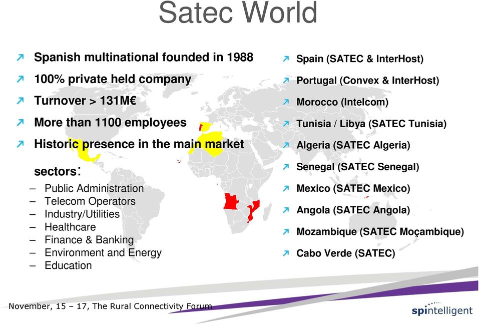 Environment and Energy Education Spain (SATEC & InterHost) Portugal (Convex & InterHost) Morocco (Intelcom) Tunisia / Libya (SATEC