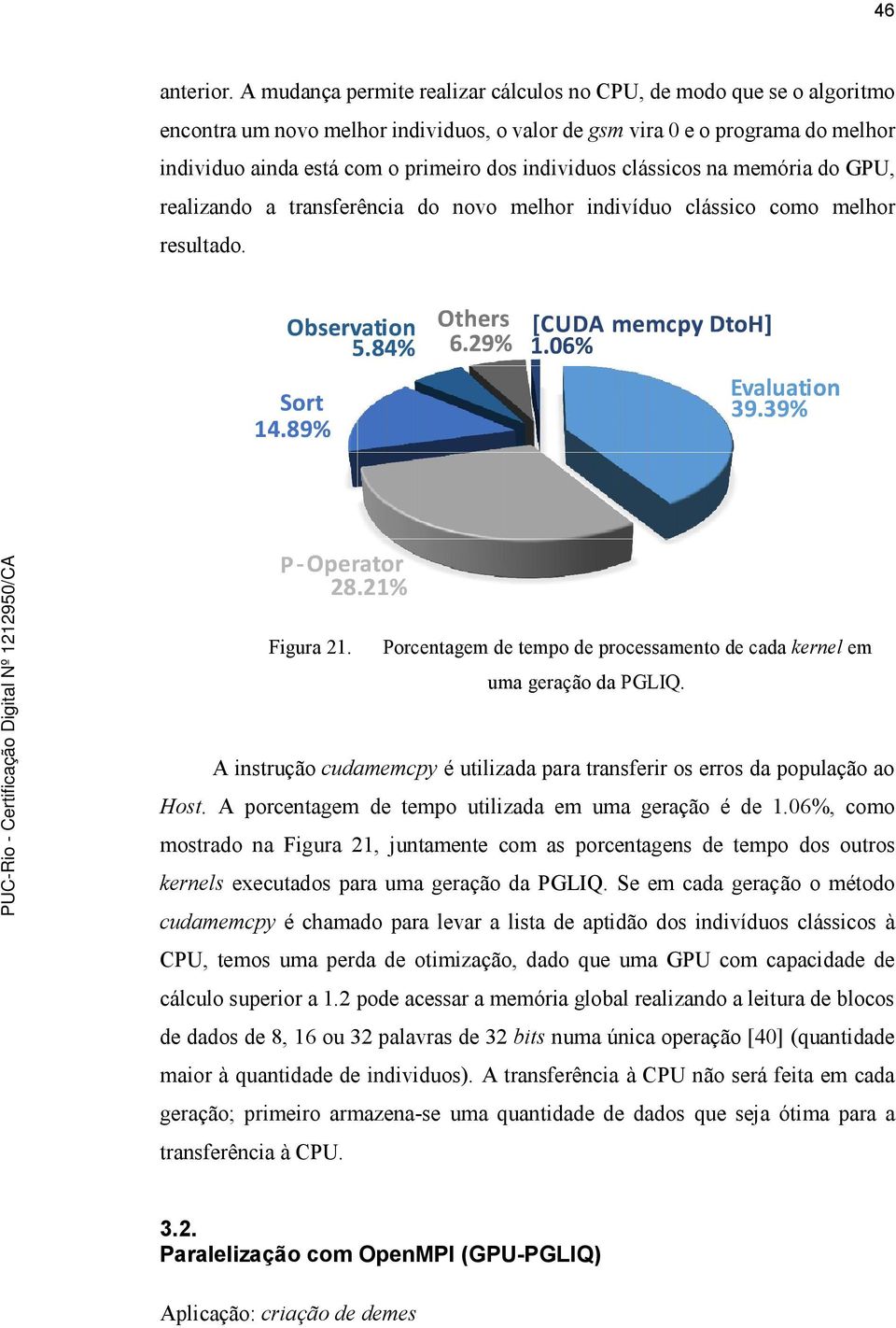 individuos clássicos na memória do GPU, realizando a transferência do novo melhor indivíduo clássico como melhor resultado. Figura 21.