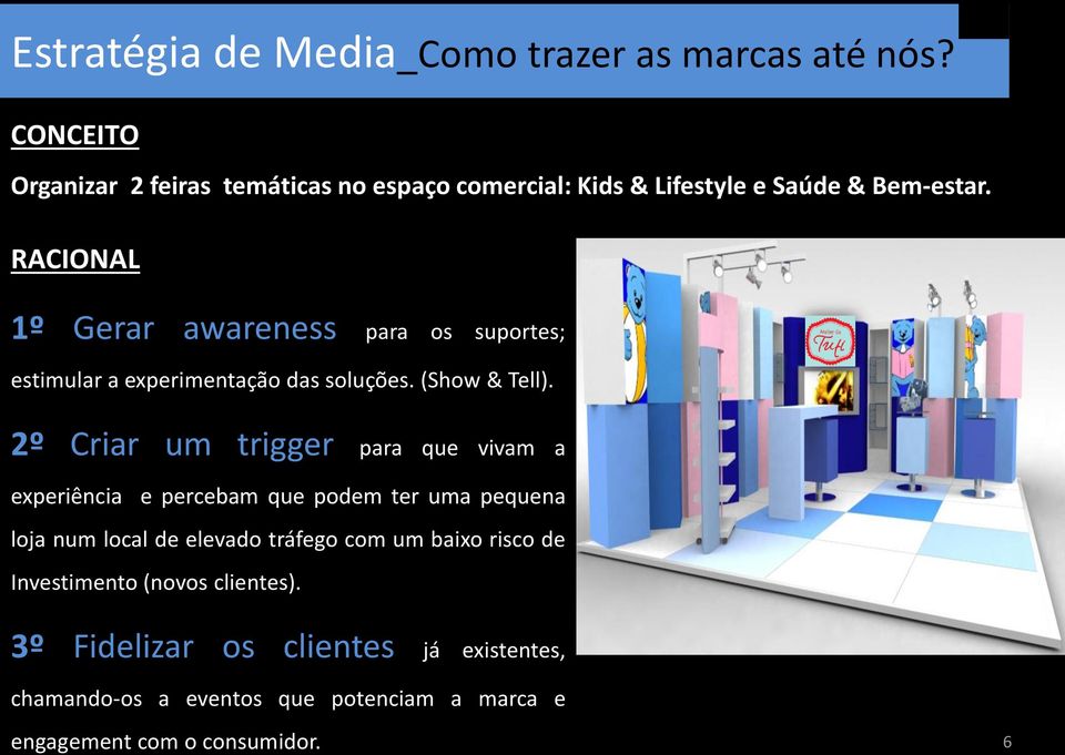 RACIONAL 1º Gerar awareness para os suportes; estimular a experimentação das soluções. (Show & Tell).