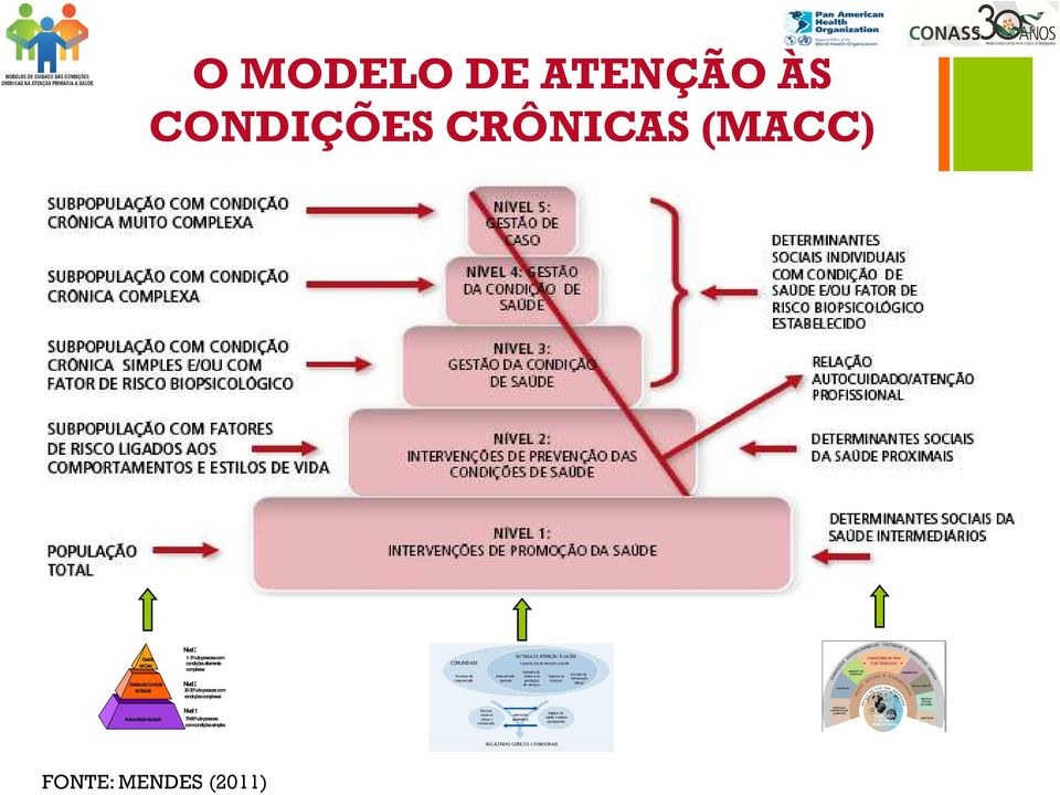 condições altamente complexas Nível 2 20-30%de pessoas com condições