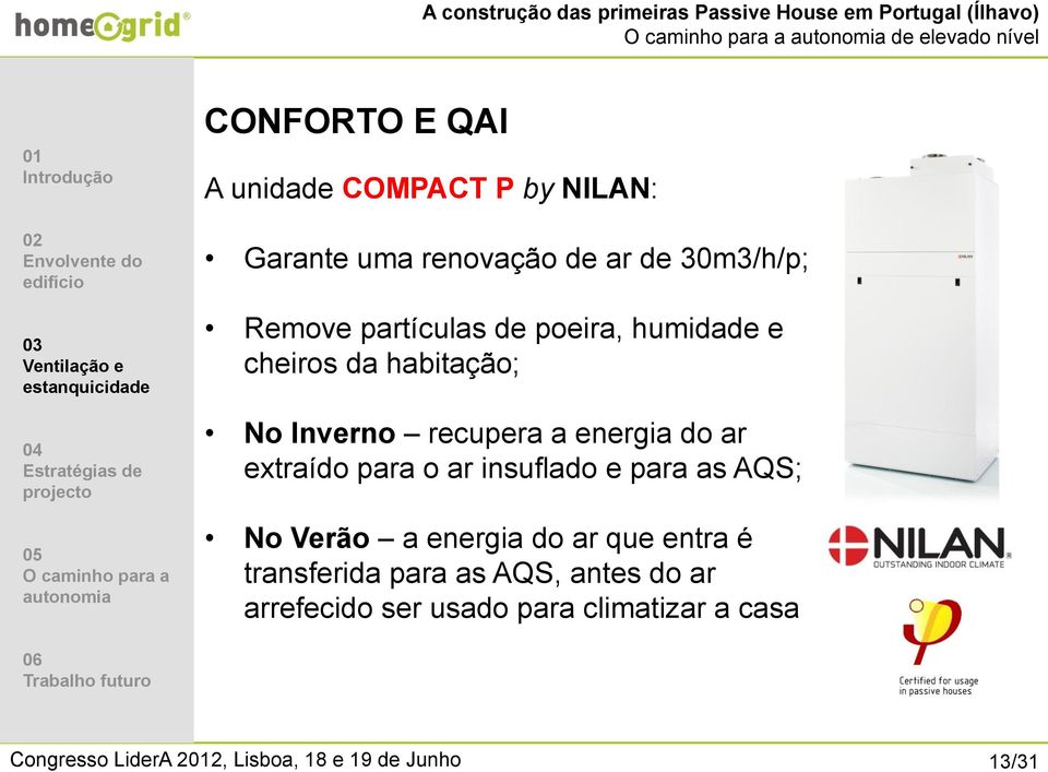 energia do ar extraído para o ar insuflado e para as AQS; No Verão a energia do ar que