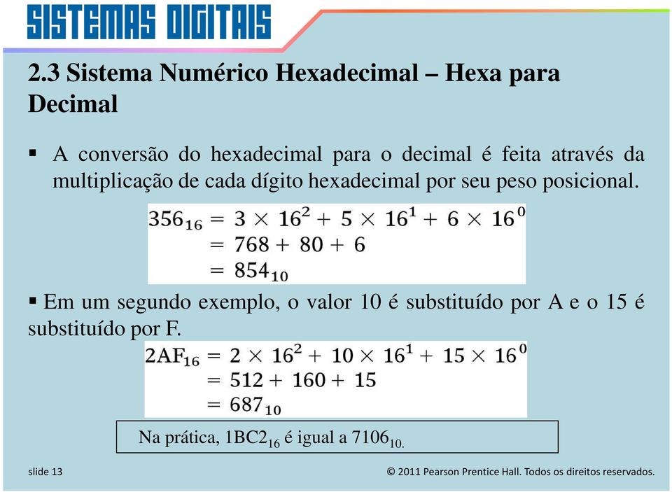 hexadecimal por seu peso posicional.