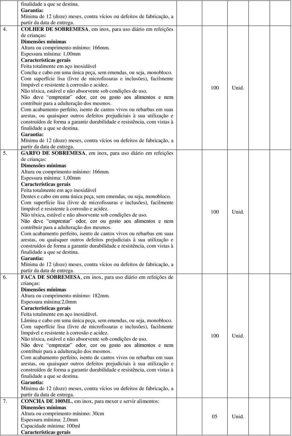 GARFO DE SOBREMESA, em inox, para uso diário em refeições de crianças: Altura ou comprimento mínimo: 166mm.