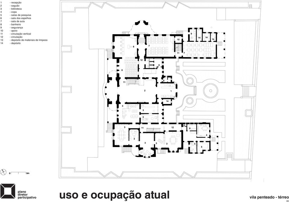 segurança 10 - apoio 11 - circulação vertical 12 - circulação 13 -