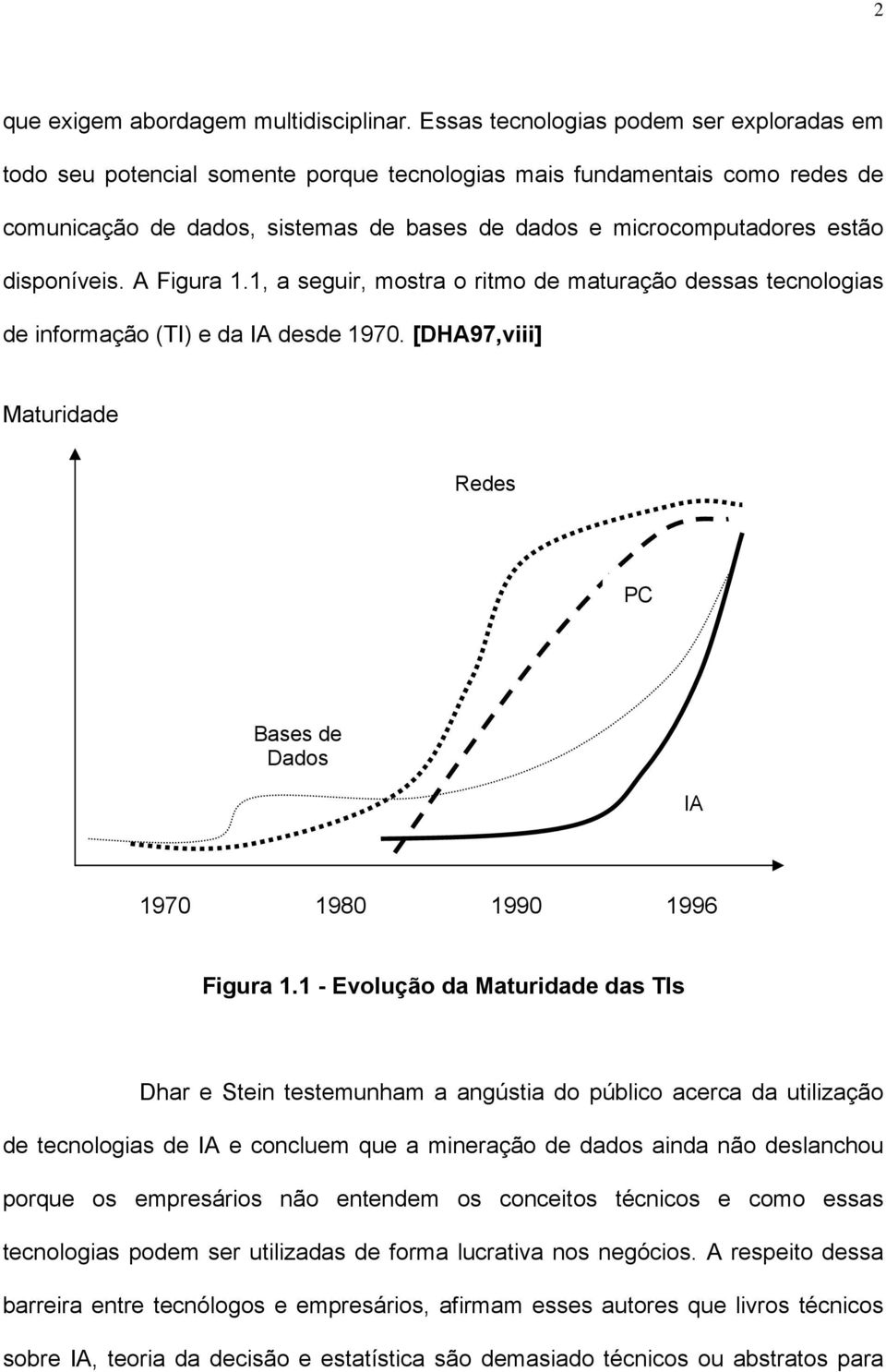 disponíveis. A Figura 1.1, a seguir, mostra o ritmo de maturação dessas tecnologias de informação (TI) e da IA desde 1970.