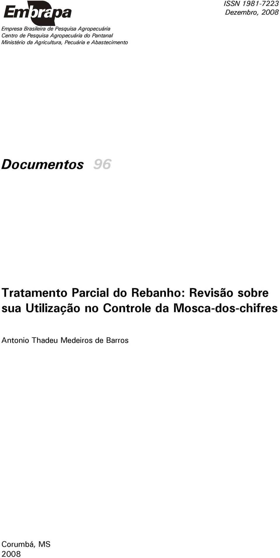 Abastecimento Documentos 96 Tratamento Parcial do Rebanho: Revisão sobre sua