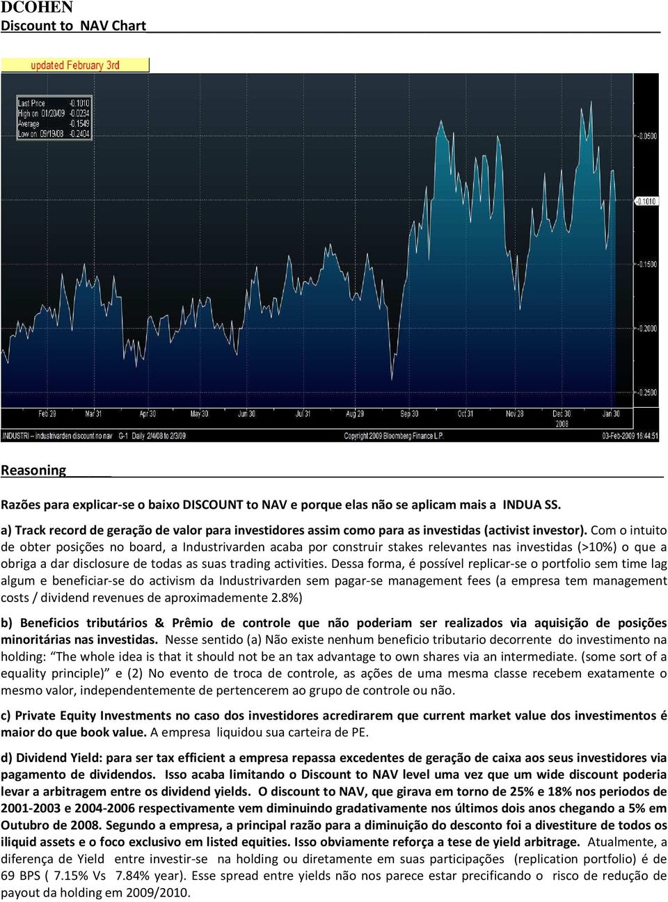 Com o intuito de obter posições no board, a Industrivarden acaba por construir stakes relevantes nas investidas (>10%) o que a obriga a dar disclosure de todas as suas trading activities.