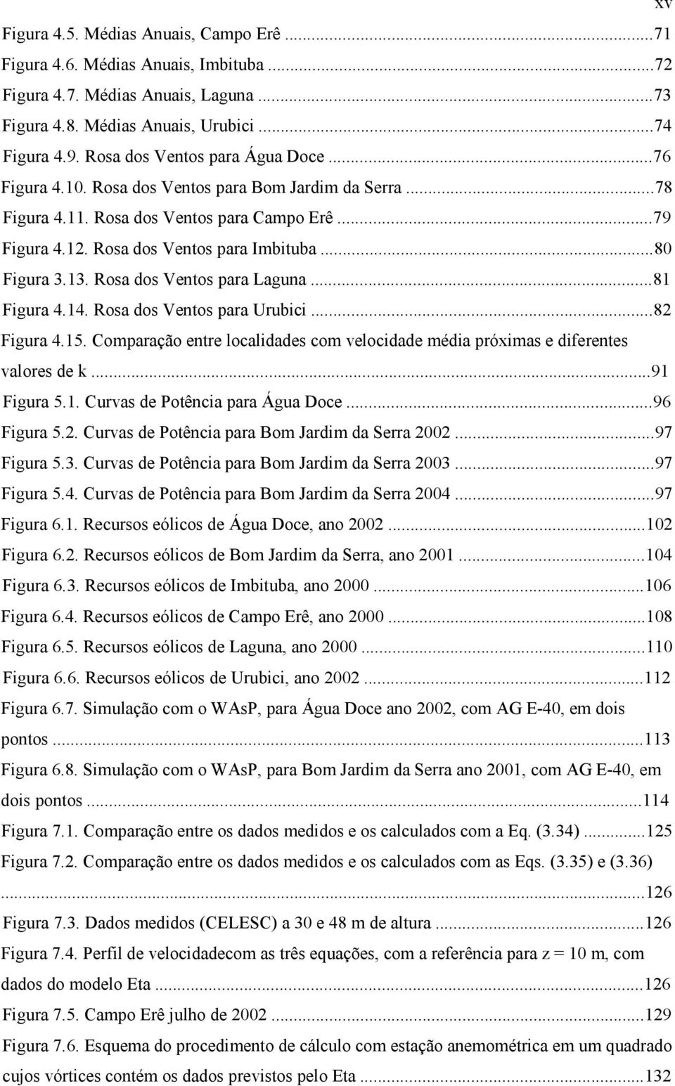 13. Rosa dos Ventos para Laguna...81 Figura 4.14. Rosa dos Ventos para Urubici...82 Figura 4.15. Comparação entre localidades com velocidade média próximas e diferentes valores de k...91 Figura 5.1. Curvas de Potência para Água Doce.