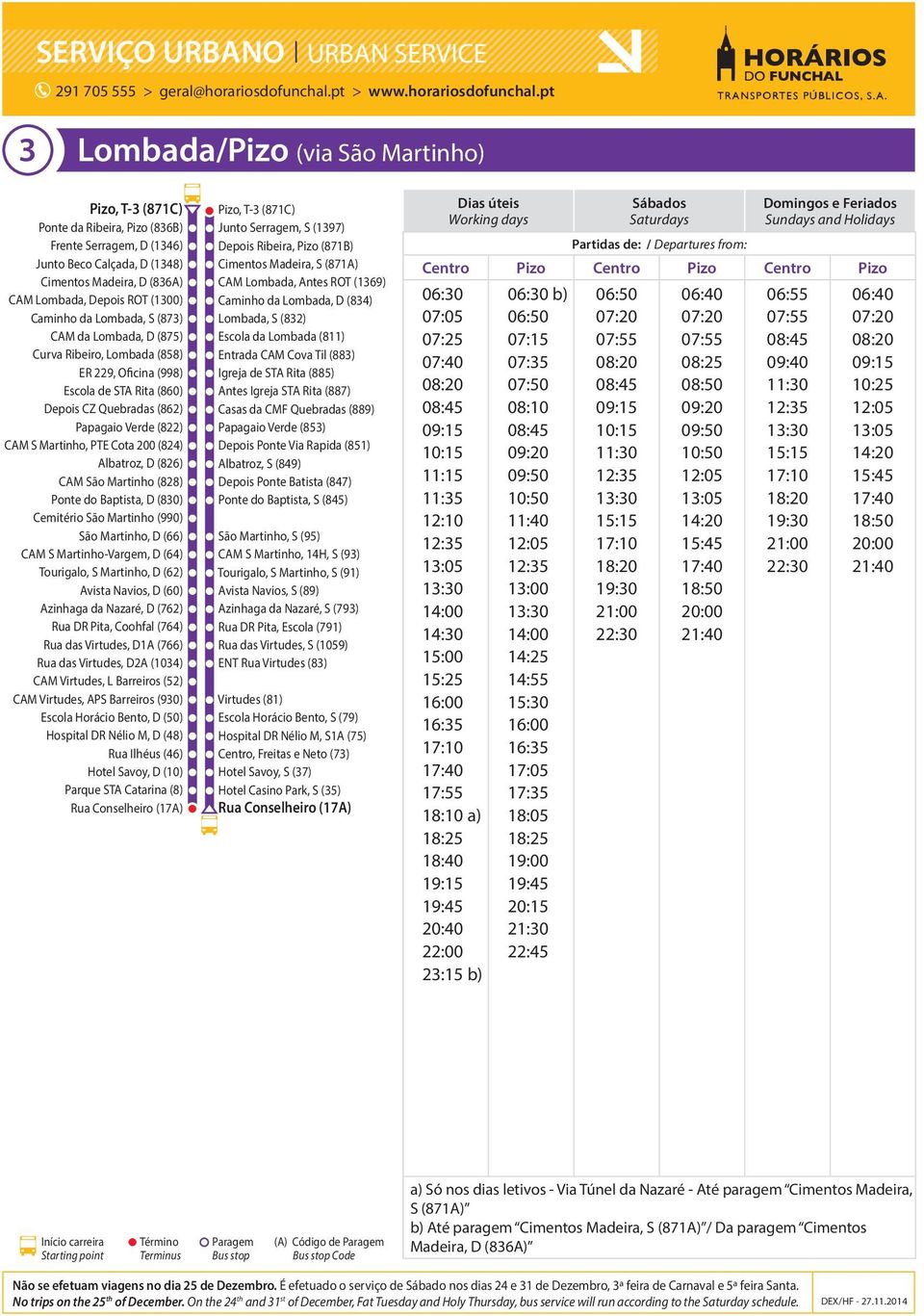 200 (824) Albatroz, D (826) CAM São Martinho (828) Ponte do Baptista, D (830) Cemitério São Martinho (990) São Martinho, D (66) CAM S Martinho-Vargem, D (64) Tourigalo, S Martinho, D (62) Avista