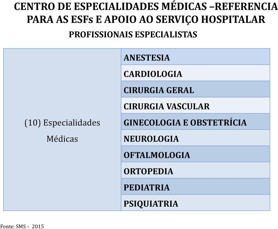 CIRURGIA GERAL CIRURGIA VASCULAR (10) Especialidades Médicas GINECOLOGIA
