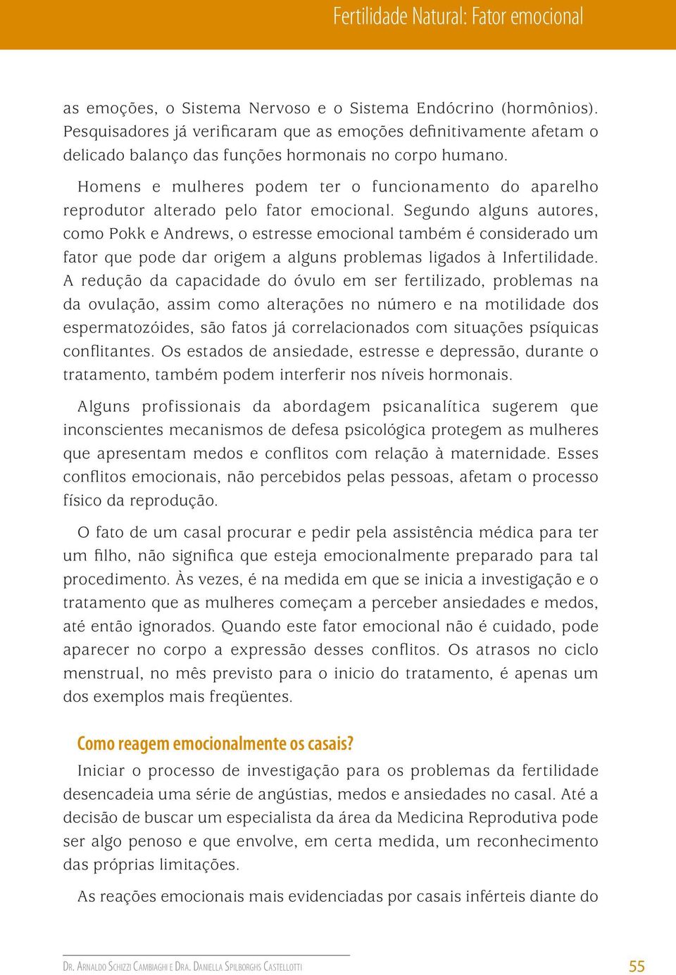 Segundo alguns autores, como Pokk e Andrews, o estresse emocional também é considerado um fator que pode dar origem a alguns problemas ligados à Infertilidade.