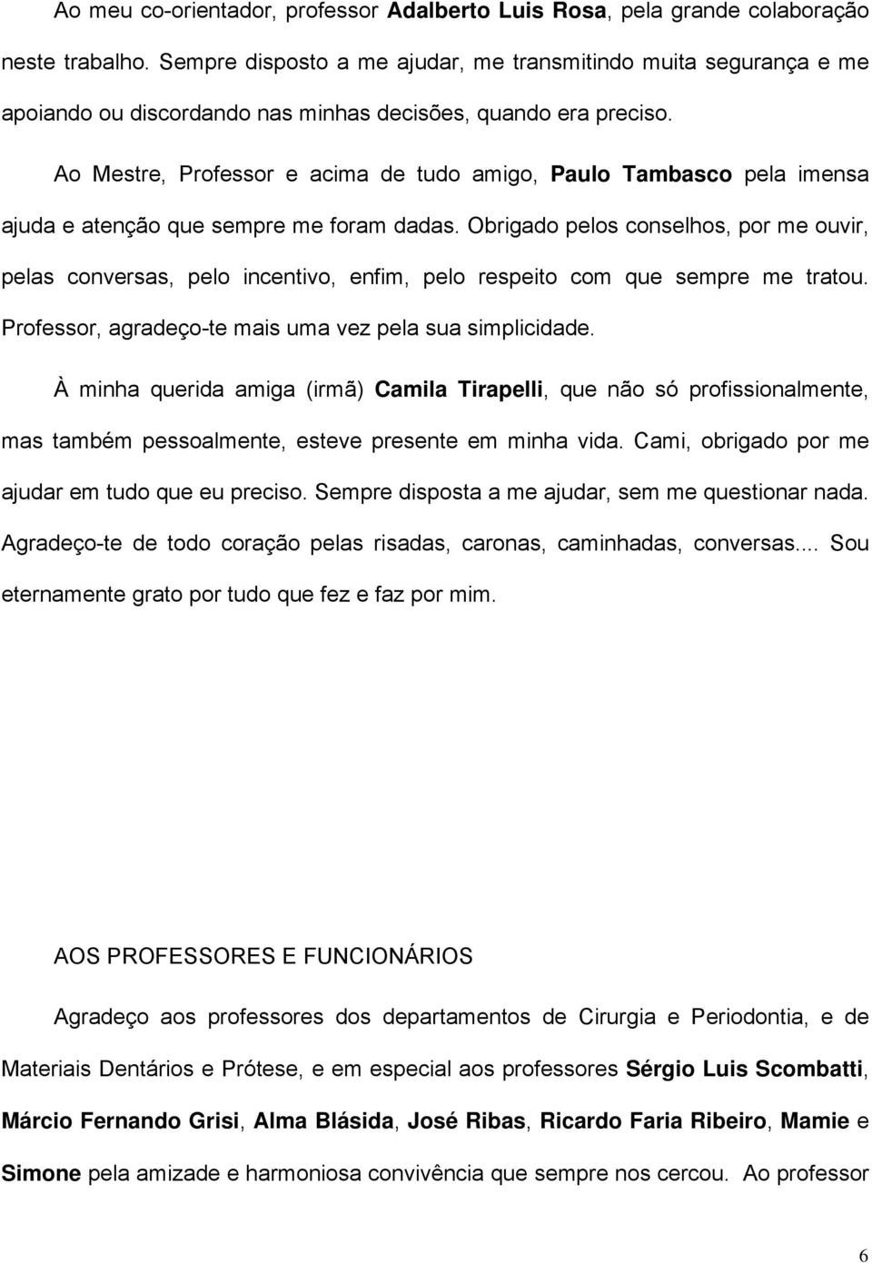 Ao Mestre, Professor e acima de tudo amigo, Paulo Tambasco pela imensa ajuda e atenção que sempre me foram dadas.