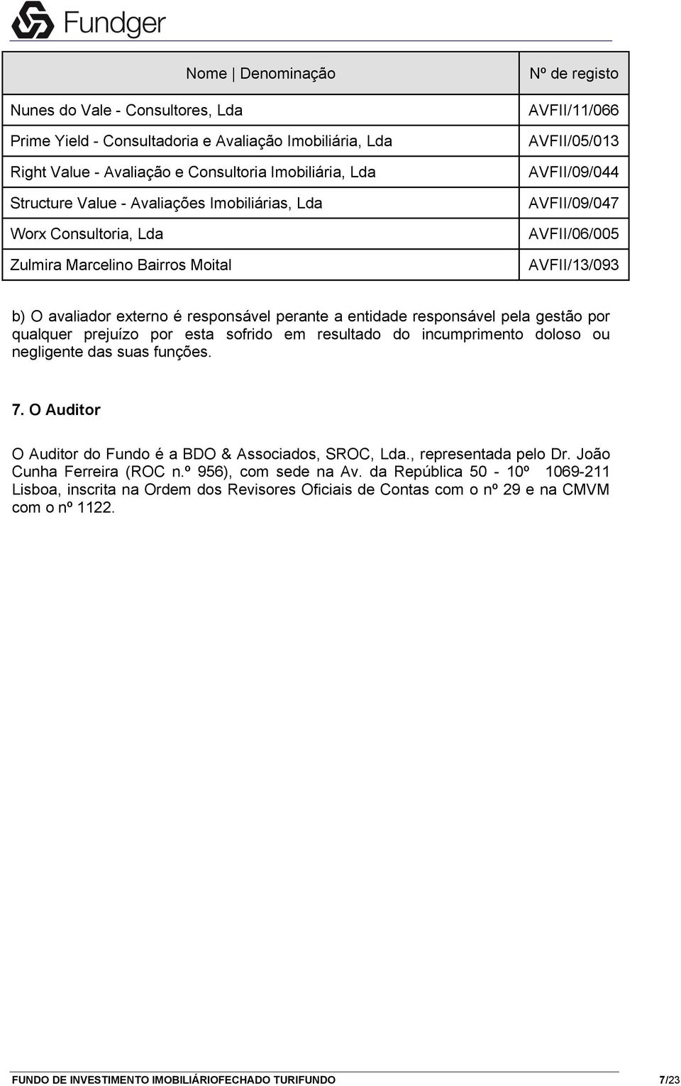 responsável perante a entidade responsável pela gestão por qualquer prejuízo por esta sofrido em resultado do incumprimento doloso ou negligente das suas funções. 7.