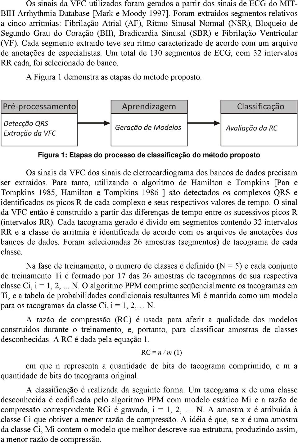 Ventricular (VF). Cada segmento extraído teve seu ritmo caracterizado de acordo com um arquivo de anotações de especialistas.